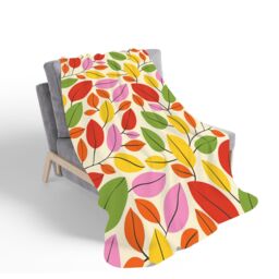 Warren Reed - Designer Autumn Leaves Sherpa Blanket in Red - Size: Large - thumbnail 2