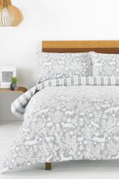 Furn Skandi Woodland Floral Brushed Cotton Duvet Cover Set in Grey - Size: Super King - thumbnail 1