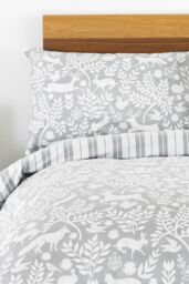 Furn Skandi Woodland Floral Brushed Cotton Duvet Cover Set in Grey - Size: Super King - thumbnail 2