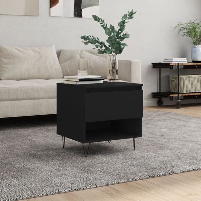 Berkfield Home Coffee Table Black 50x46x50 cm Engineered Wood - Size: 50 x 46 x 50 cm - image 1