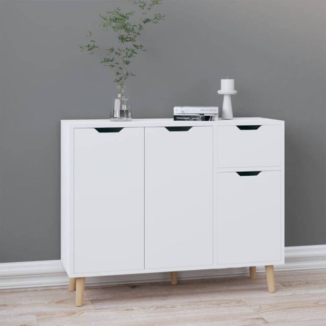 Berkfield Home Sideboard High Gloss White 90x30x72 cm Engineered Wood - Size: 90 x 30 x 72 cm - image 1