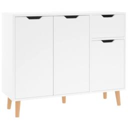 Berkfield Home Sideboard High Gloss White 90x30x72 cm Engineered Wood - Size: 90 x 30 x 72 cm - thumbnail 2