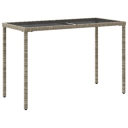 Berkfield Home Garden Table with Glass Top Light Grey 115x54x74 cm Poly Rattan - Size: 115 x 54 x 74 cm - thumbnail 6