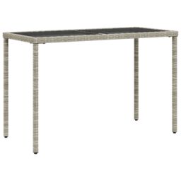 Berkfield Home Garden Table with Glass Top Light Grey 115x54x74 cm Poly Rattan - Size: 115 x 54 x 74 cm - thumbnail 2