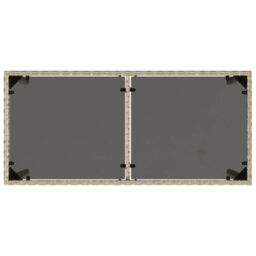 Berkfield Home Garden Table with Glass Top Light Grey 115x54x74 cm Poly Rattan - Size: 115 x 54 x 74 cm - thumbnail 7