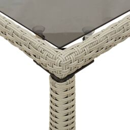 Berkfield Home Garden Table with Glass Top Light Grey 115x54x74 cm Poly Rattan - Size: 115 x 54 x 74 cm - thumbnail 8