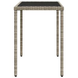 Berkfield Home Garden Table with Glass Top Light Grey 115x54x74 cm Poly Rattan - Size: 115 x 54 x 74 cm - thumbnail 5