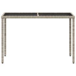 Berkfield Home Garden Table with Glass Top Light Grey 115x54x74 cm Poly Rattan - Size: 115 x 54 x 74 cm - thumbnail 4