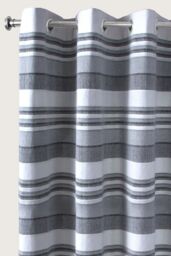 Homescapes Cotton Morocco Striped Curtain Pair in Light Grey - Size: 167 cm width x 228 cm drop - thumbnail 5