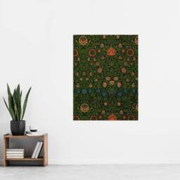 "Artery8 Violet & Columbine Floral Pattern Morris Wall Art Print Poster in Green - Size: W18"" x H24""" - thumbnail 4