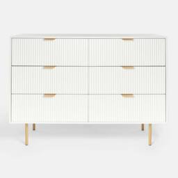 OHS Ribbed 6 Drawer Cabinet Chest of Drawers Sideboard in Cream - thumbnail 2