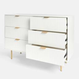 OHS Ribbed 6 Drawer Cabinet Chest of Drawers Sideboard in Cream - thumbnail 4