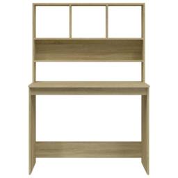 Berkfield Home Decorative Desk with Shelves Sonoma Oak 102x45x148 cm Engineered Wood in Light Brown - Size: 102 x 45 x 148 cm - thumbnail 5