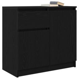 Berkfield Home Sideboard with Drawer Black Oak 71x35x65 cm Engineered Wood - Size: 71 x 35 x 65 cm - thumbnail 4