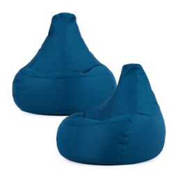icon Recliner Indoor Outdoor Navy Blue Bean Bag Chair Pack of 2 in Teal