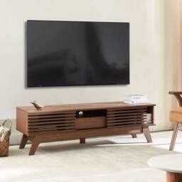 Wyld and Coco Everwood TV Stand Dark Brown Retro Modern Storage W149 x D35 x H44cm