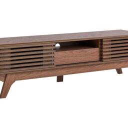 Wyld and Coco Everwood TV Stand Dark Brown Retro Modern Storage W149 x D35 x H44cm - thumbnail 2