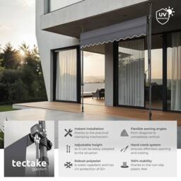 tectake Awning with hand crank - pressure fitted, height adjustable - Size: 150 cmx 180 cm - thumbnail 2