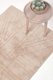 Homescapes Cotton Tufted Rug Union Jack Plain Embossed Mat in Beige - Size: 50 cm x 80 cm