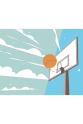 Origin Murals Graphic Basketball Hoop Wall Mural in Blue - Size: W350 cm x H280 cm - thumbnail 2