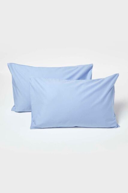 Homescapes Cotton Kids Pillowcases 40 x 60 cm 200 Thread Count, 2 Pack in Blue - image 1