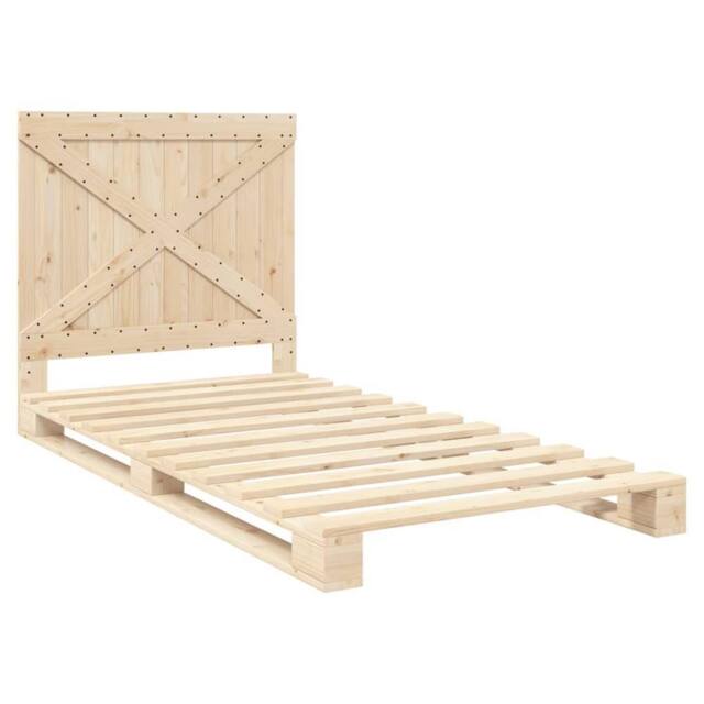 Berkfield Home Beautiful Bed Frame without Mattress with Headboard 100x200 cm So in Natural - image 1