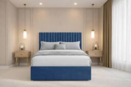 "Nexus Mattresses Ltd Amalfi Plush Divan Bed Base 4 Drawers - 54"" Headboard in Blue - Size: Small Double" - thumbnail 5