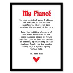 "Artery8 Love Poem Horror Fan Fiancé Romantic Poetry Fun Framed Art Print in White - Size: W12"" x H16""" - thumbnail 1