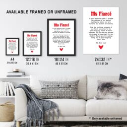 "Artery8 Love Poem Horror Fan Fiancé Romantic Poetry Fun Framed Art Print in White - Size: W12"" x H16""" - thumbnail 3