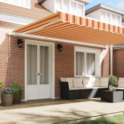 Berkfield Home Manual Retractable Awning Yellow & Orange 500x300 cm - thumbnail 3