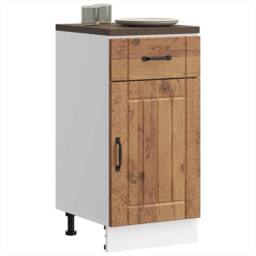 Berkfield Home Kitchen Base Cabinet Lucca Old Wood Engineered Wood in Brown - thumbnail 3