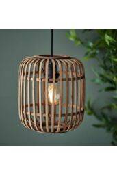 Netlighting Mathias Single Pendant Ceiling Lamp Natural Bamboo Plywood Matt Black Paint - thumbnail 2