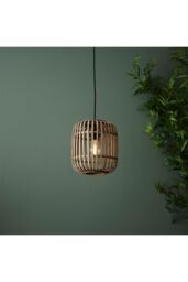Netlighting Mathias Single Pendant Ceiling Lamp Natural Bamboo Plywood Matt Black Paint - thumbnail 3