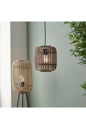 Netlighting Mathias Single Pendant Ceiling Lamp Natural Bamboo Plywood Matt Black Paint - thumbnail 6