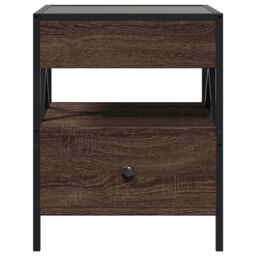 Berkfield Home Coffee Table with Infinity LED Brown Oak 40x40x51 cm - Size: 40 x 40 x 51 cm - thumbnail 6