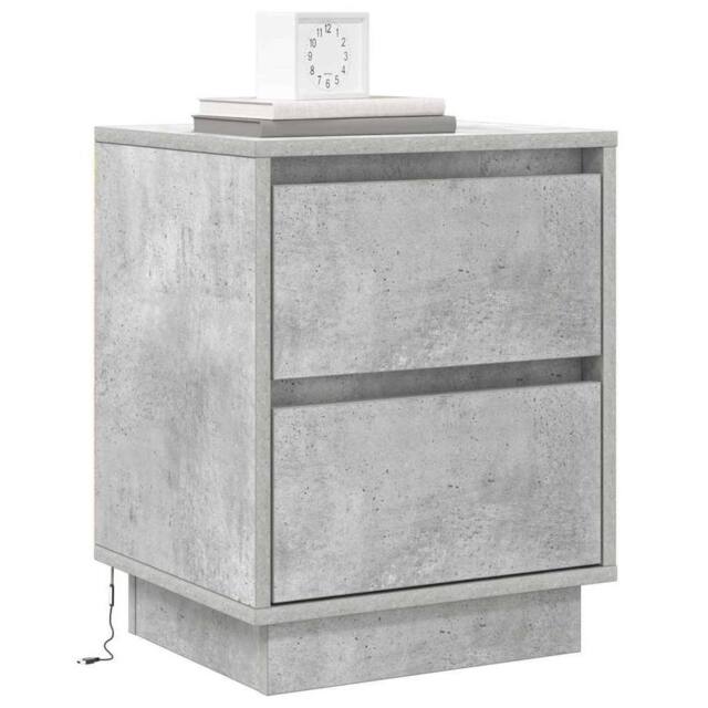 Berkfield Home Modern Bedside Cabinet with LED Lights Concrete Grey 39x34.5x50 cm - image 1