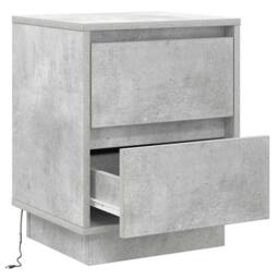 Berkfield Home Modern Bedside Cabinet with LED Lights Concrete Grey 39x34.5x50 cm - thumbnail 5