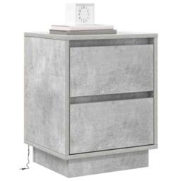 Berkfield Home Modern Bedside Cabinet with LED Lights Concrete Grey 39x34.5x50 cm - thumbnail 1