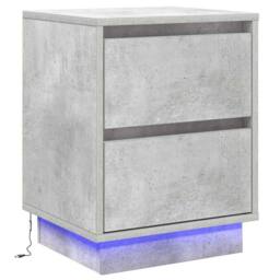 Berkfield Home Modern Bedside Cabinet with LED Lights Concrete Grey 39x34.5x50 cm - thumbnail 3