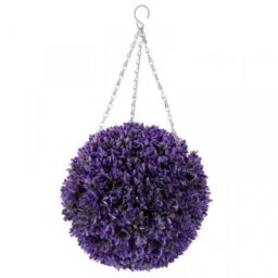 Marco Paul Artificial Topiary Ball Hanging Fake Flowers Vivid Violet in Purple - thumbnail 3