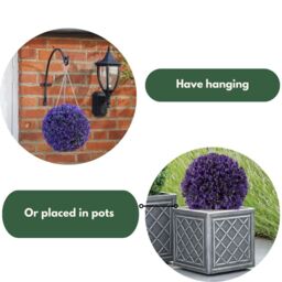 Marco Paul Artificial Topiary Ball Hanging Fake Flowers Vivid Violet in Purple - thumbnail 6