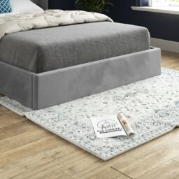 Casani Rana Curved Top Winged Upholstered Soft Velvet Bed Frame in Grey - Size: Small Single - thumbnail 3