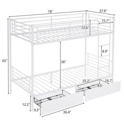 Kelvenix Bunk Bed Frame Single Loft Sleeper white W/drawers - thumbnail 2