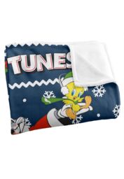 Looney Tunes Blanket, 152x127 cm Looney Christmas Ugly Christmas Sweater Silky Touch Super Soft Throw Blanket in White - thumbnail 3