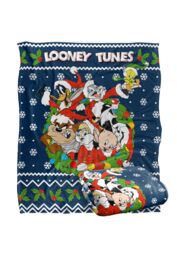 Looney Tunes Blanket, 152x127 cm Looney Christmas Ugly Christmas Sweater Silky Touch Super Soft Throw Blanket in White - thumbnail 2
