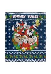 Looney Tunes Blanket, 152x127 cm Looney Christmas Ugly Christmas Sweater Silky Touch Super Soft Throw Blanket in White - thumbnail 1