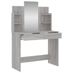Berkfield Home Dressing Table with Mirror Grey Sonoma 96x39x142 cm - Size: 96 x 39 x 142 cm - thumbnail 5