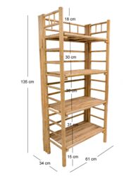 Nordlys Solid Bamboo Wood 4-Tier Storage Shelf in Brown - thumbnail 5