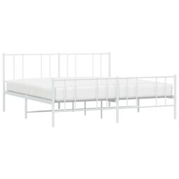 Berkfield Home Metal Bed Frame with Headboard & Footboard White 200x200 cm - thumbnail 3
