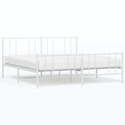 Berkfield Home Metal Bed Frame with Headboard & Footboard White 200x200 cm - thumbnail 2